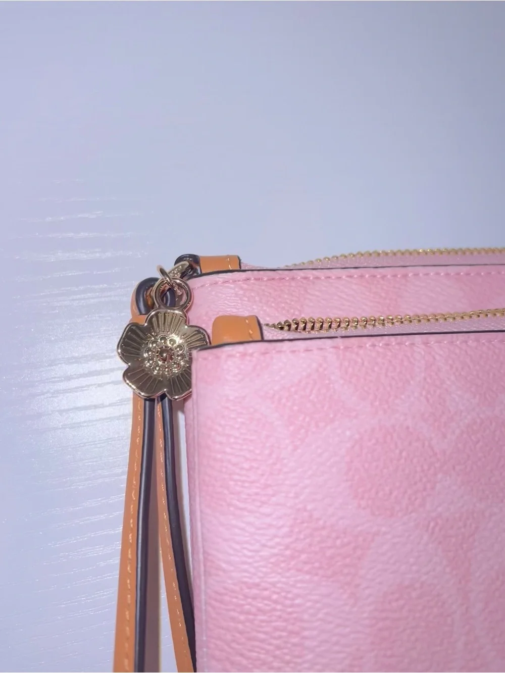 Coach Powder Pink Double Zip Wristlet